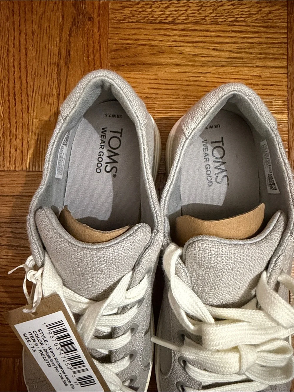 TOMS Light Gray Canvas Sneakers with Cream Laces